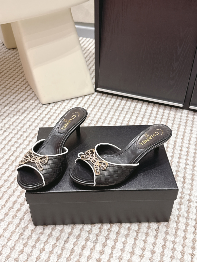 Чёрные мюли Chanel с бантом
