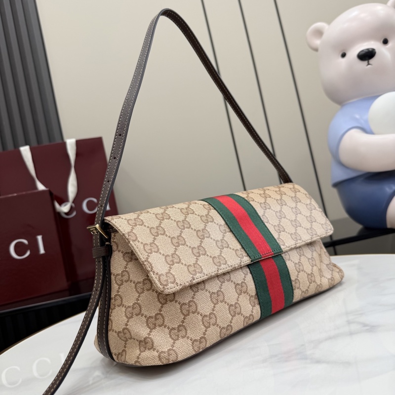 Сумка Gucci с канвой и красно-зеленой полосой