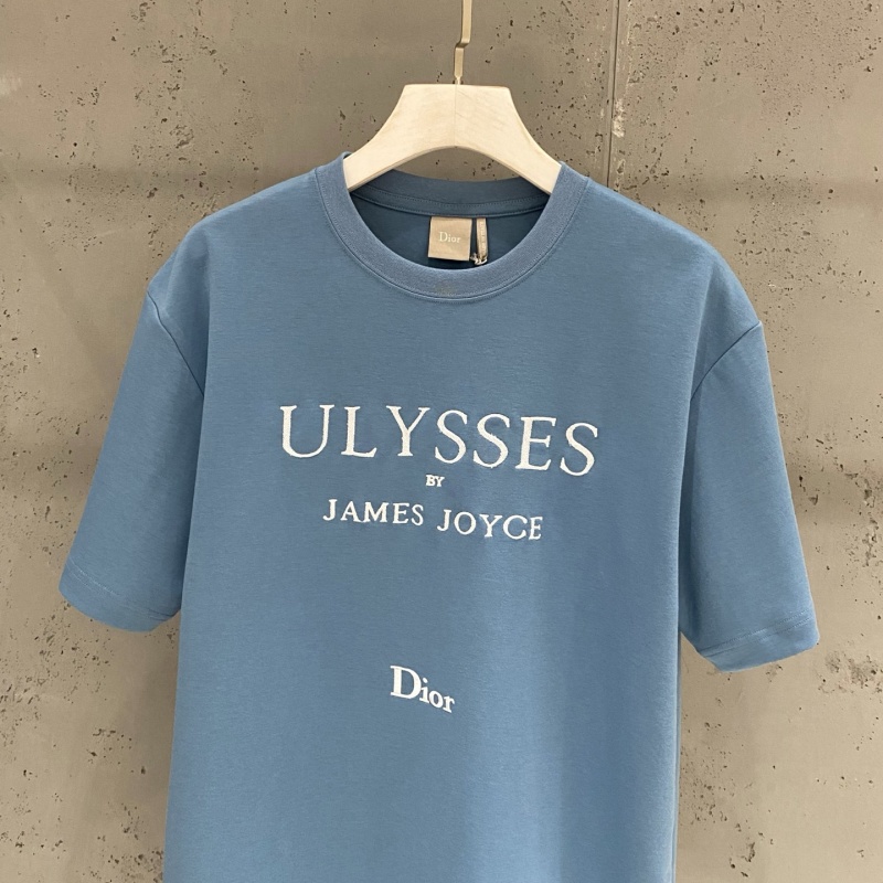 Футболка мужская синяя с вышивкой Ulysses и логотипом Dior