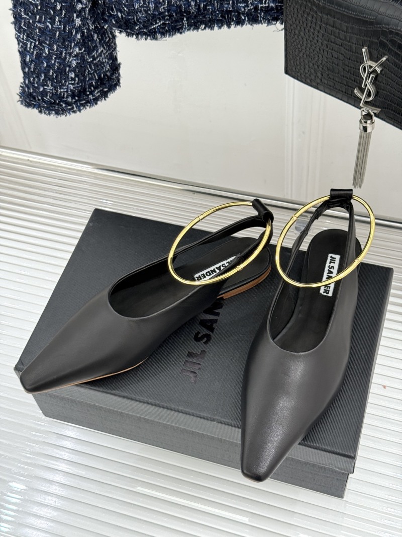 Балетки с металлическим кольцом на пятке, чёрный Jil Sander