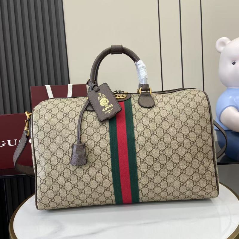 Путевая сумка Gucci с монограммой и полосой