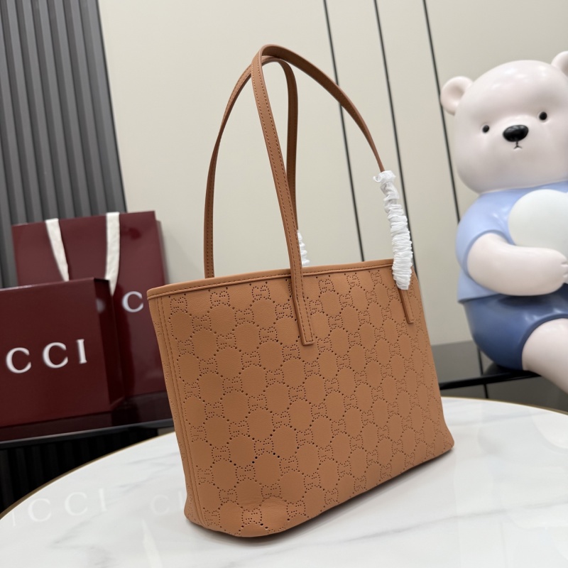 Сумка-тоут Gucci коричневая с перфорацией