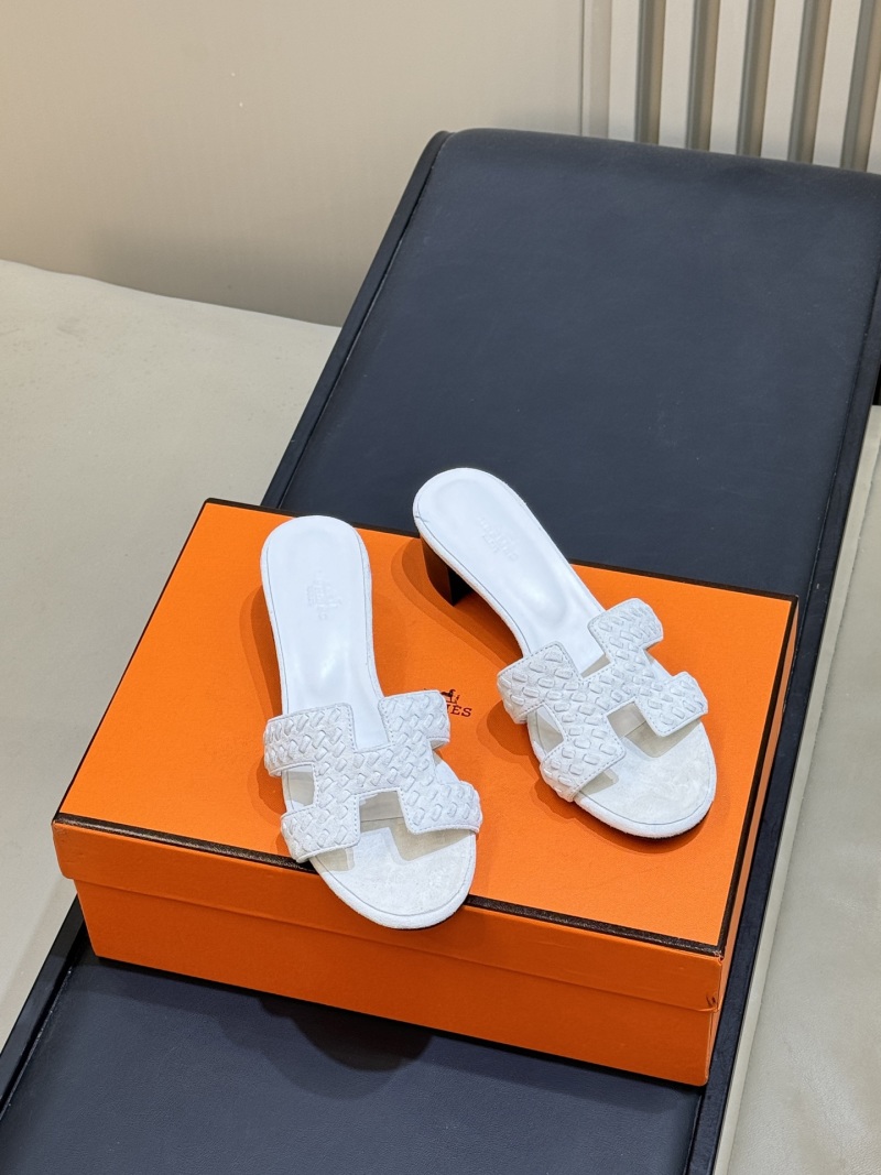 Женские белые плетеные мюли на каблуке с логотипом H Hermès