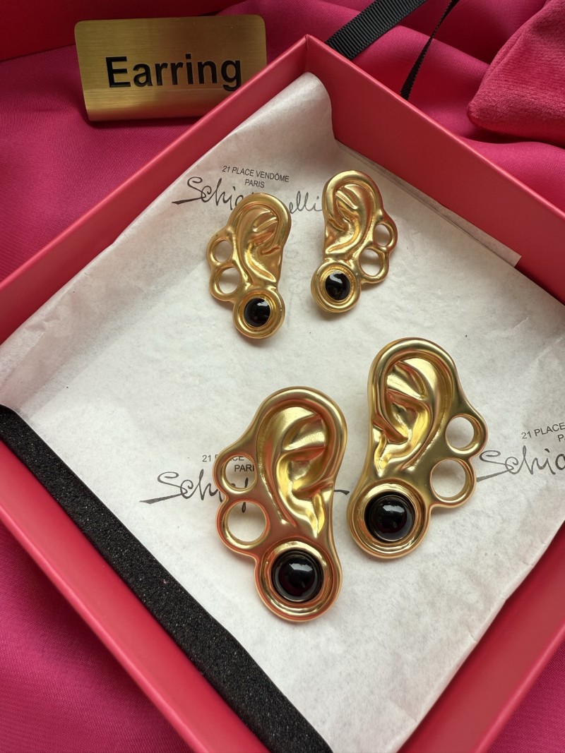 Серьги в форме уха с черными камнями Schiaparelli