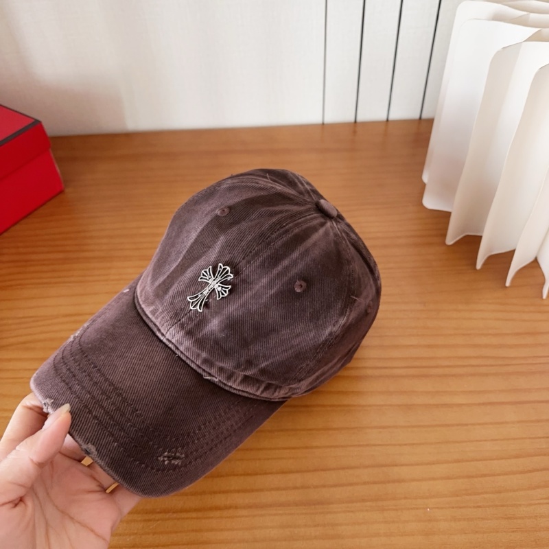 Тёмно-коричневая бейсболка с вышитым крестом, стиль ретро Chrome Hearts