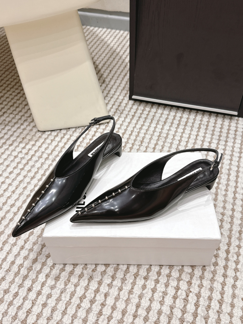 Женские черные кожаные туфли-мюли Jil Sander