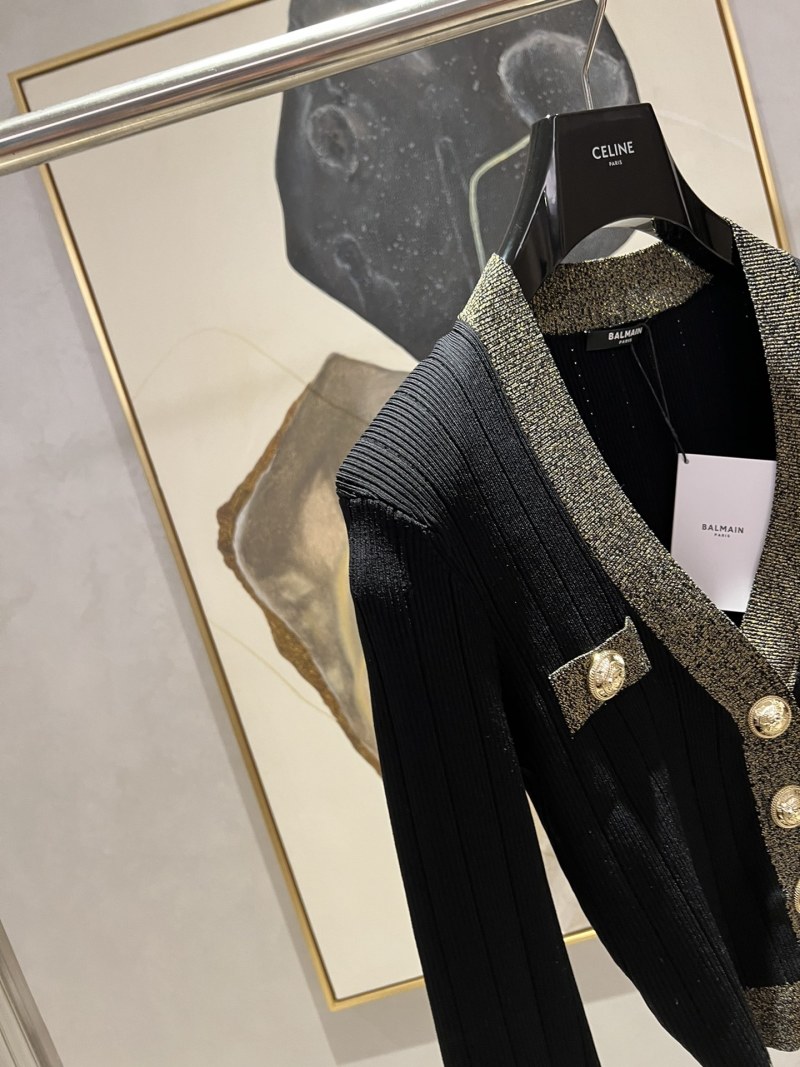 Женский черный кардиган с золотой отделкой Balmain