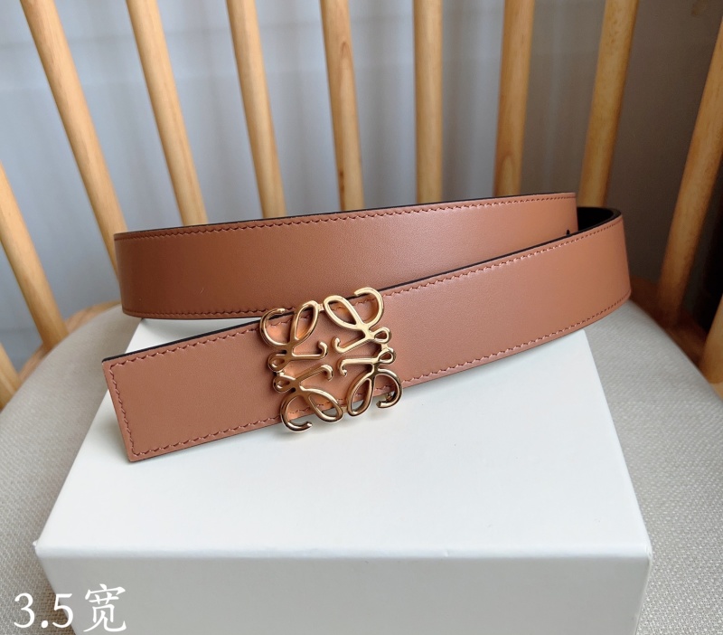 Ремень кожаный, ширина 3.5 см, с золотистой пряжкой Loewe