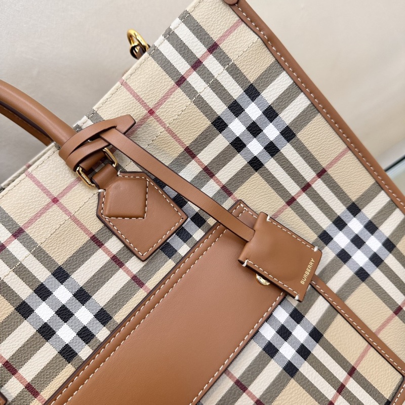 Сумка-тоут с клетчатым принтом и кожаными элементами Burberry