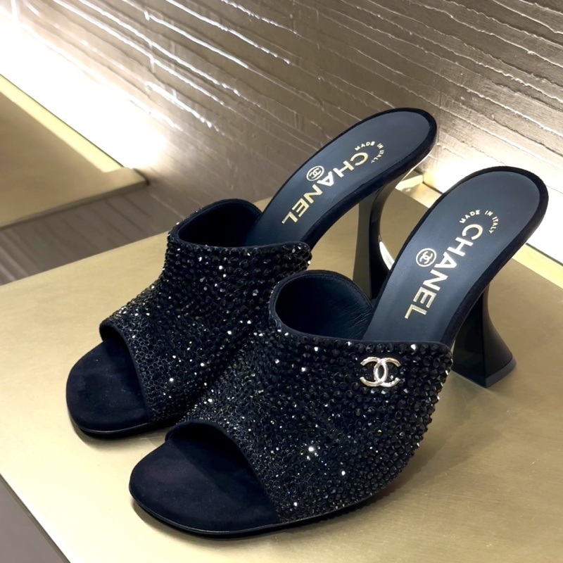 Мюли CHANEL черные со стразами