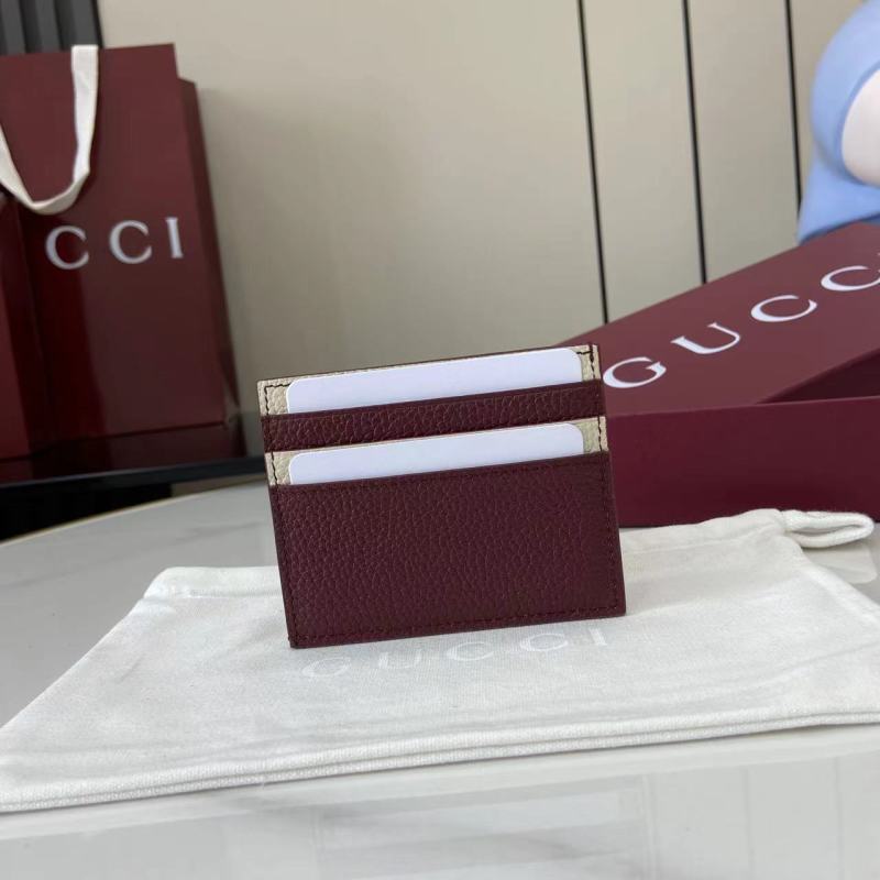 Картхолдер Gucci бордовый с контрастной окантовкой