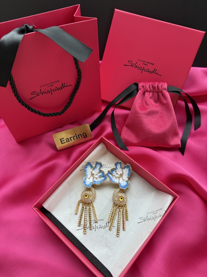 Серьги с цветочным узором и кисточками Schiaparelli