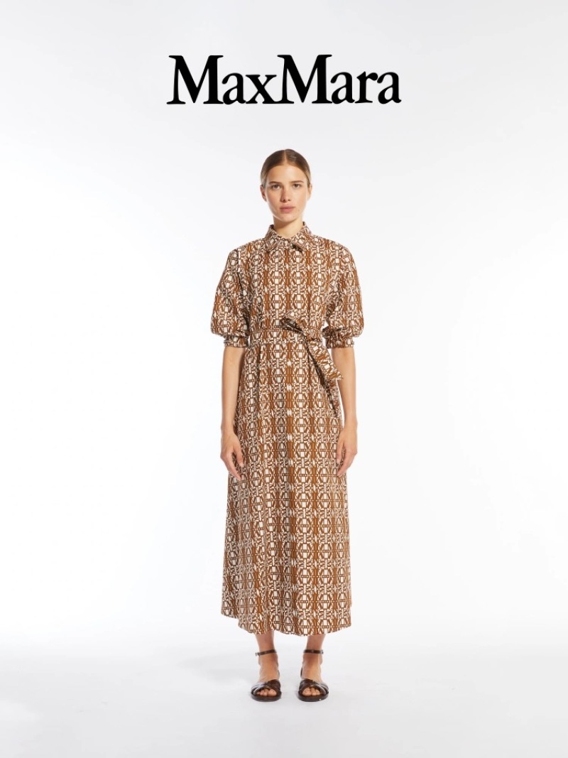 Платье MaxMara хлопковое с принтом, рубашечного кроя Max Mara