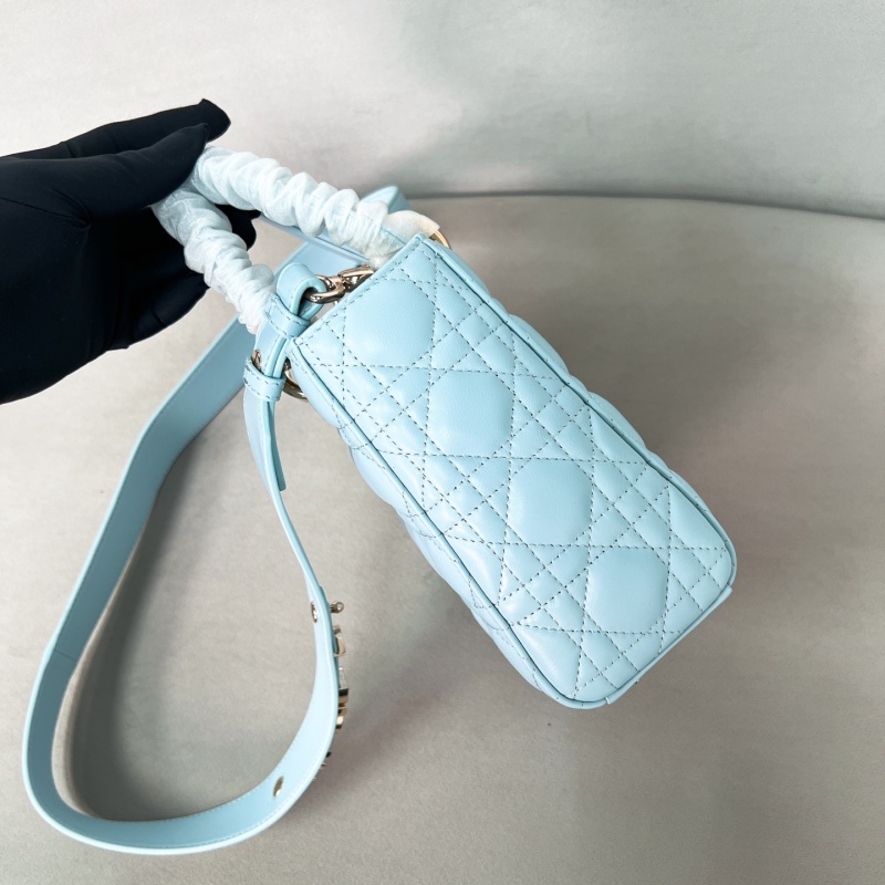 Женская голубая стеганая сумка с ручками и ремнем Dior