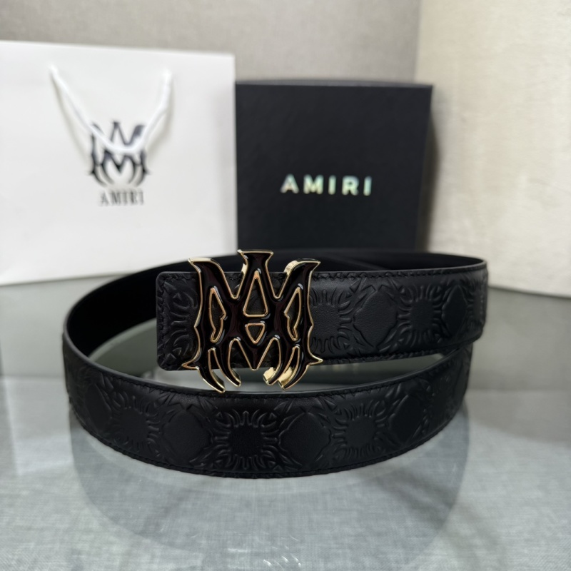 Черный кожаный ремень с пряжкой Amiri