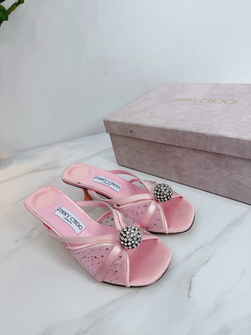 Женские розовые сабо с декором Jimmy Choo