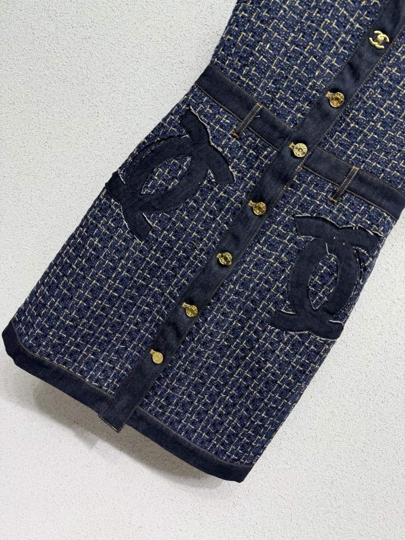 Платье из денима с принтом Chanel