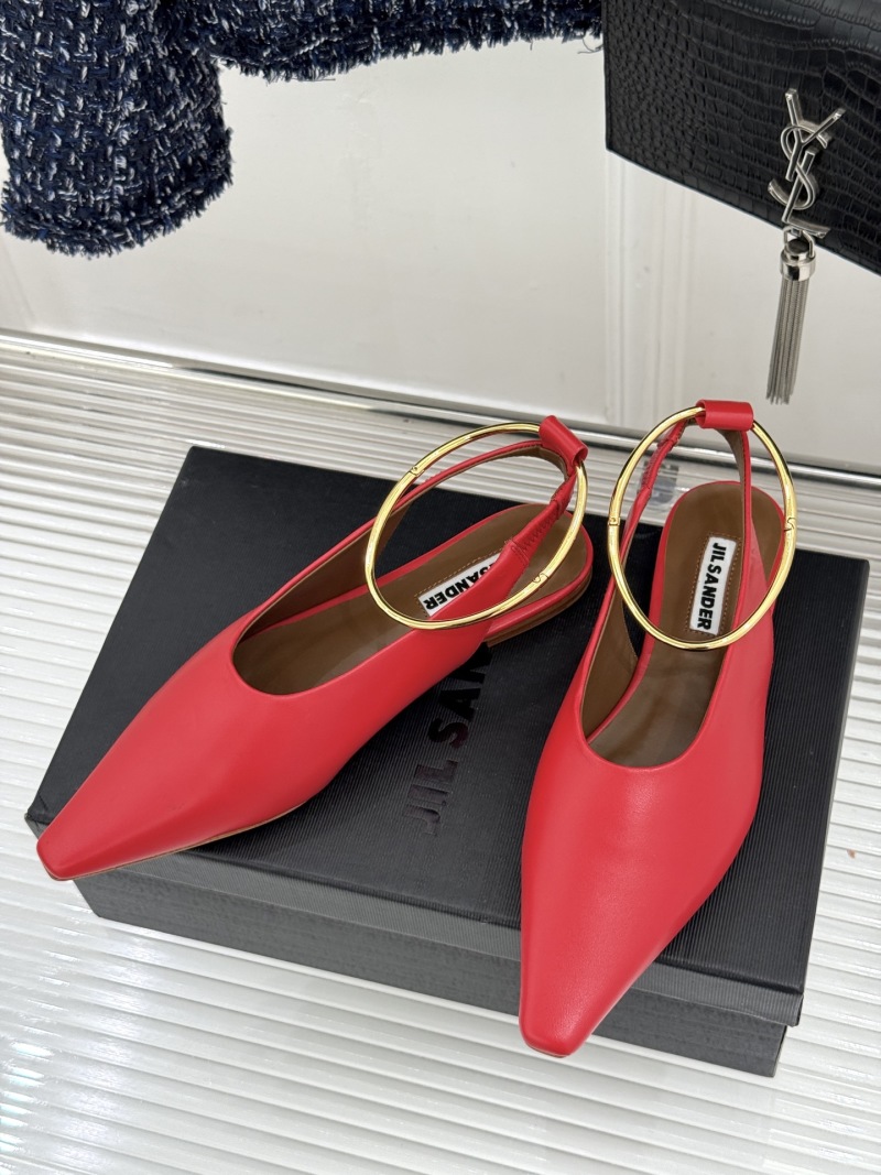 Женские мюли красные с металлическим кольцом Jil Sander