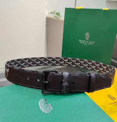 Ремень Goyard с геометрическим узором, коричневый
