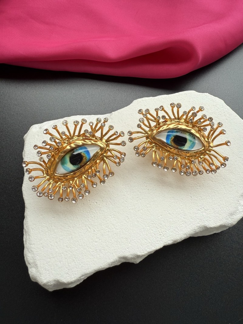 Серьги в виде глаз с золотым ободком Schiaparelli