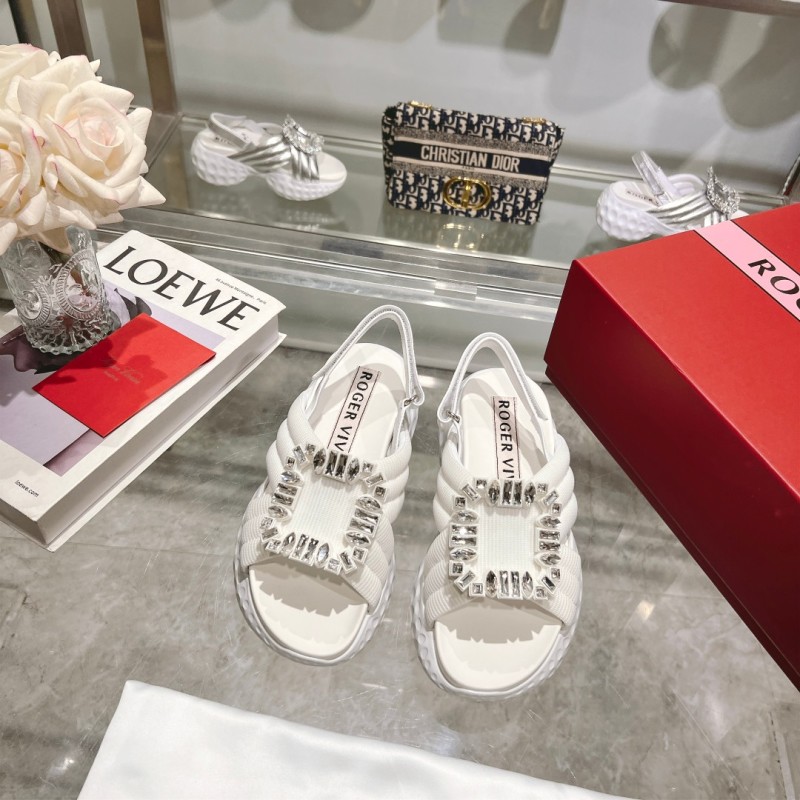 Женские босоножки с кристаллами и текстильным верхом Roger Vivier