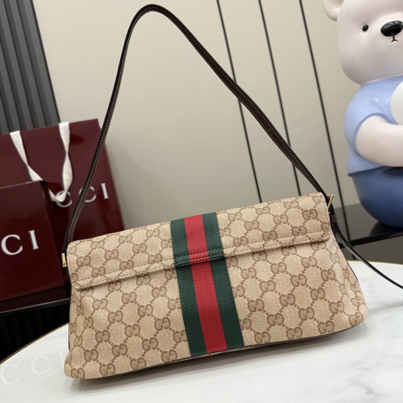 Сумка Gucci с канвой и красно-зеленой полосой