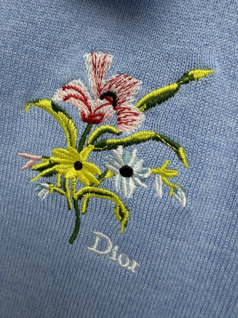 Синий кардиган Dior с цветочной вышивкой