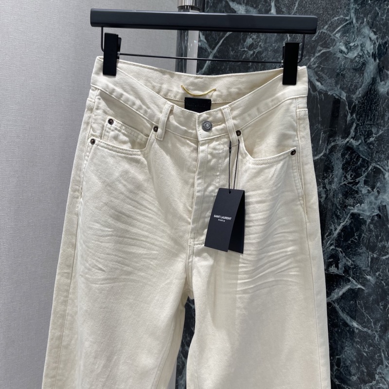 Женские джинсы Saint Laurent прямые белые