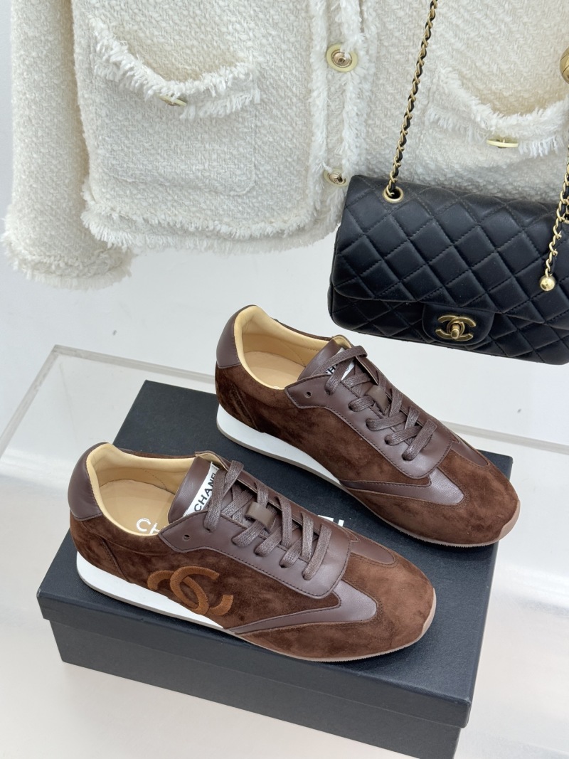 Кроссовки в стиле Chanel, коричневый Без бренда