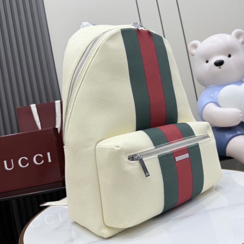 Рюкзак Gucci кремовый с красно-зелеными полосами