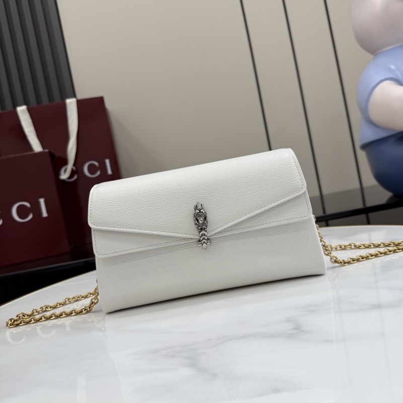 Белое портмоне на цепочке с металлической застежко Gucci