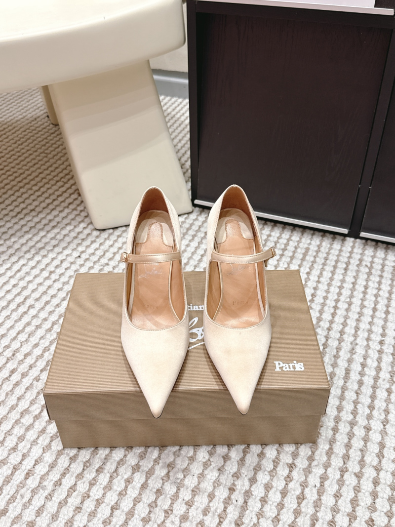 Женские туфли на каблуке, бежевый замш Christian Louboutin