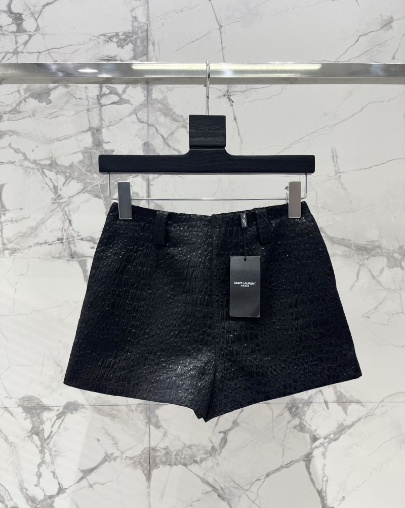 Женские черные шорты Saint Laurent с фактурной отделкой
