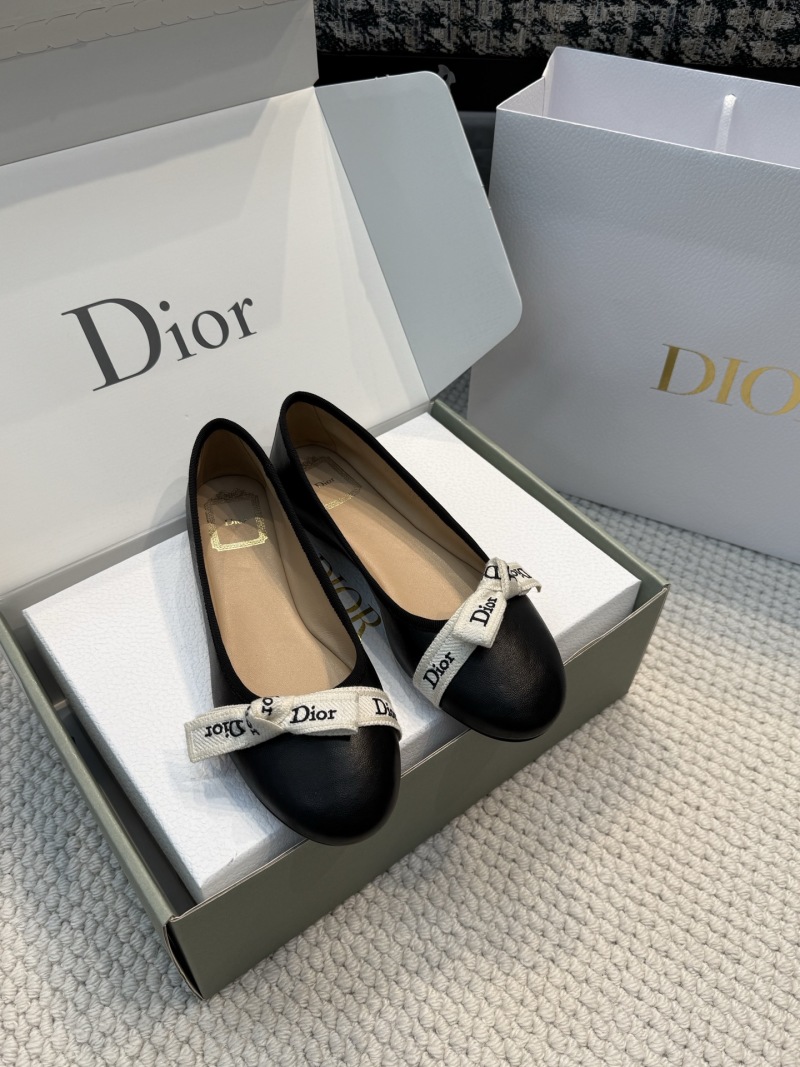 Балетки женские Dior J'Adior черные с вышитой лентой