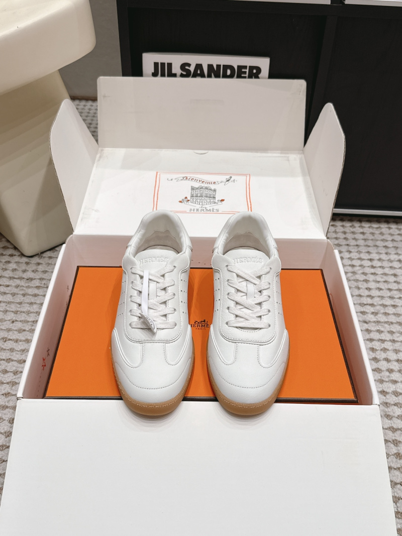 Женские белые кожаные кеды Hermes Hermès