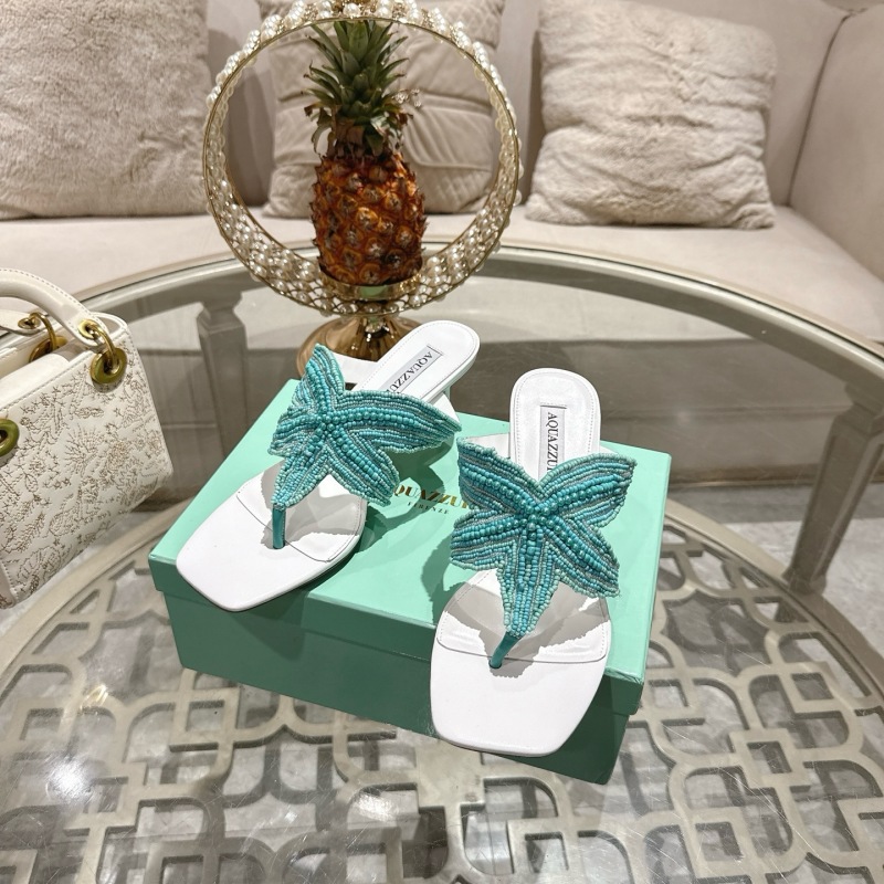 Женские шлепанцы с вышивкой морской звезды AQUAZZURA