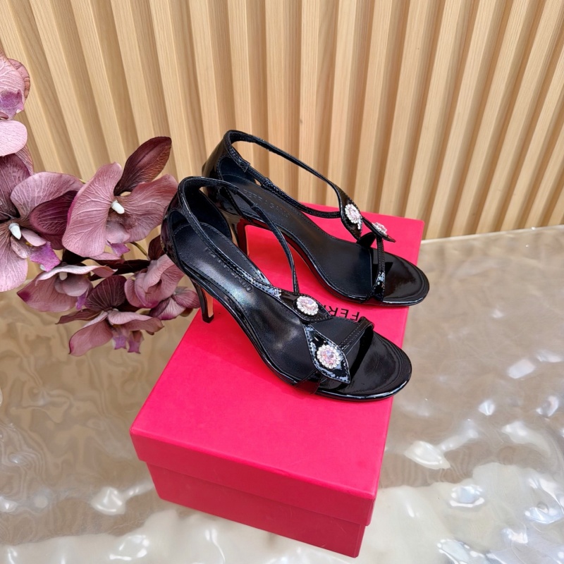 Женские босоножки на каблуке с декоративными стразами Ferragamo