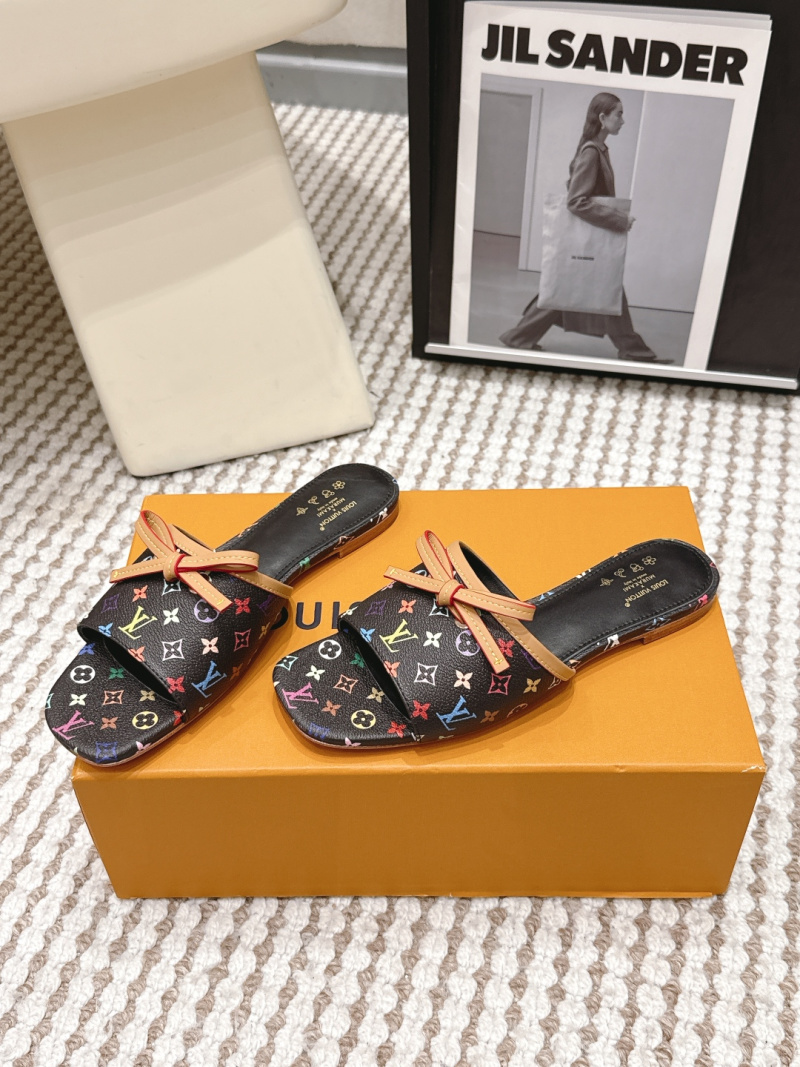 Женские шлёпанцы с многоцветным принтом Louis Vuitton