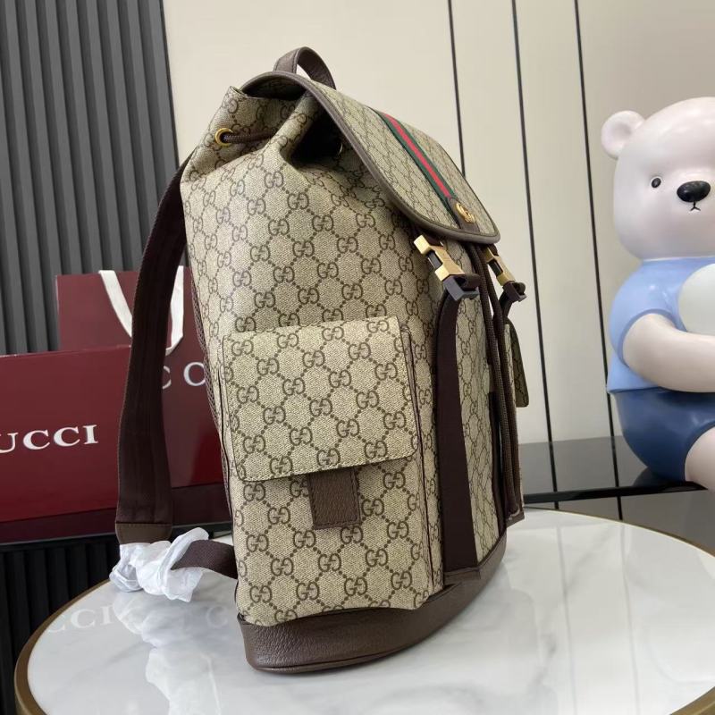 Рюкзак Gucci с монограммой и красно-зеленой полосо