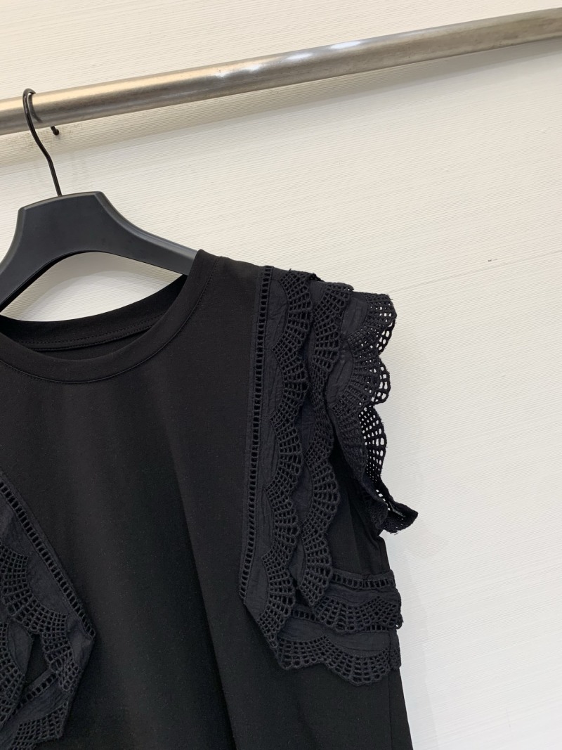Женская футболка Sacai с кружевом