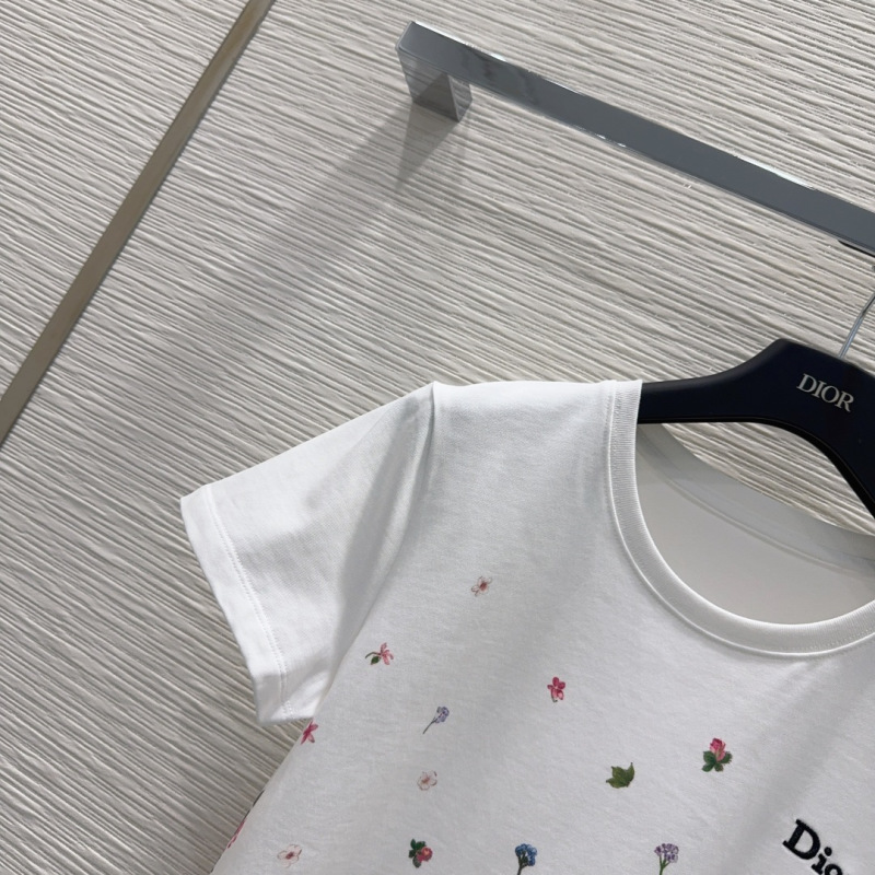 Белая футболка с цветочным принтом Dior