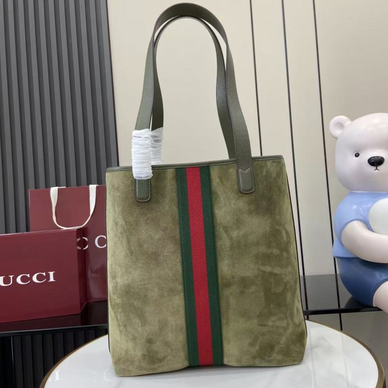 Сумка-тоут Gucci из замши с полосой