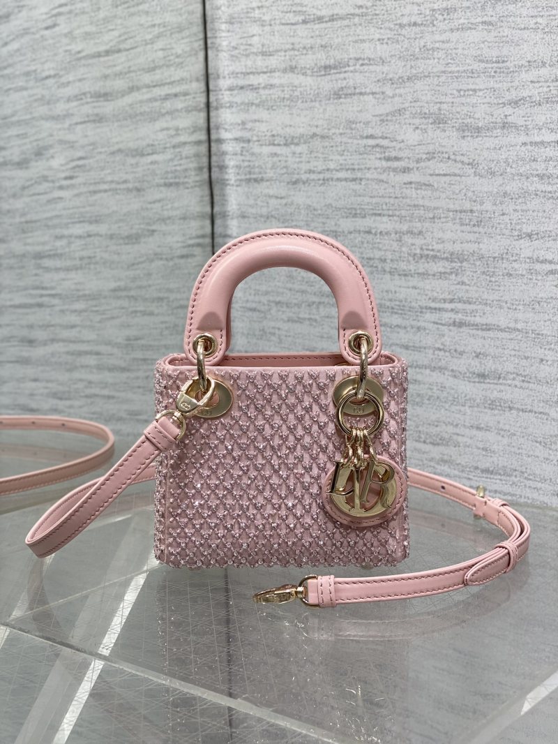 Сумка Dior Lady Dior розовая с кристаллами