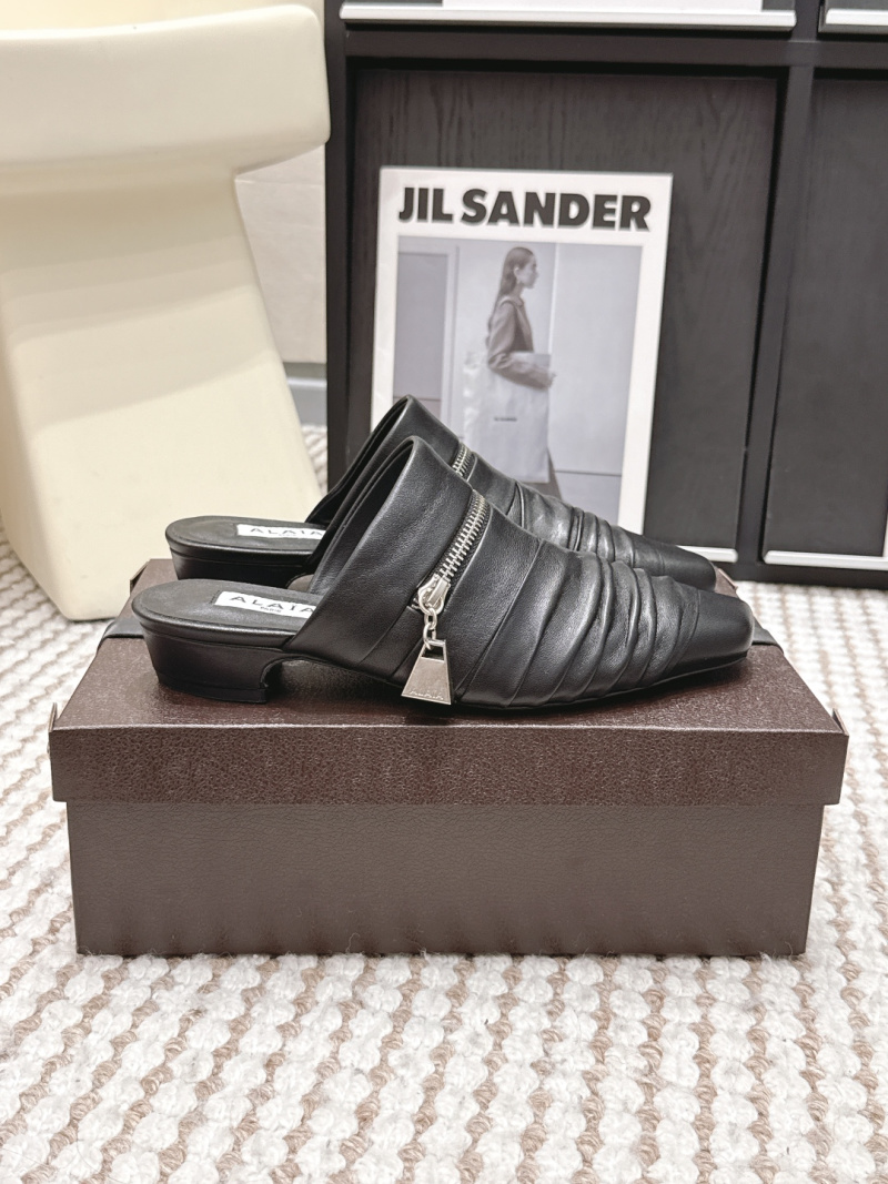 Мюли кожаные женские с молнией Alaïa