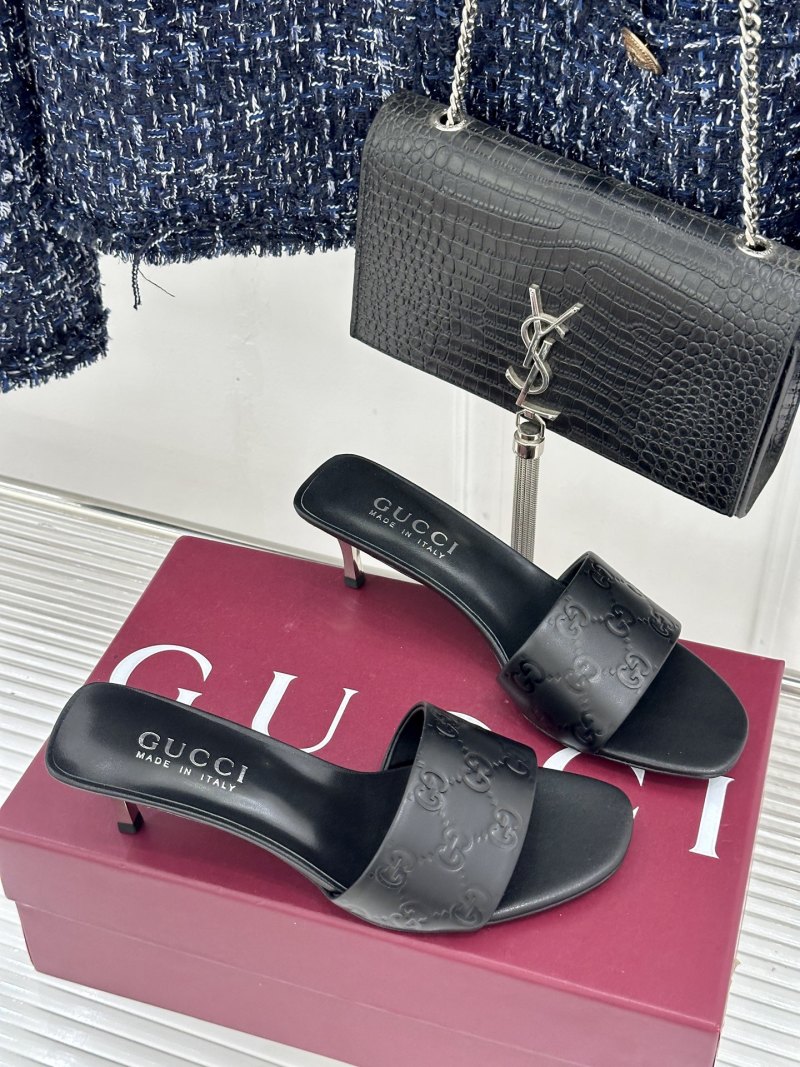 Туфли-мюли Gucci женские черные с логотипом