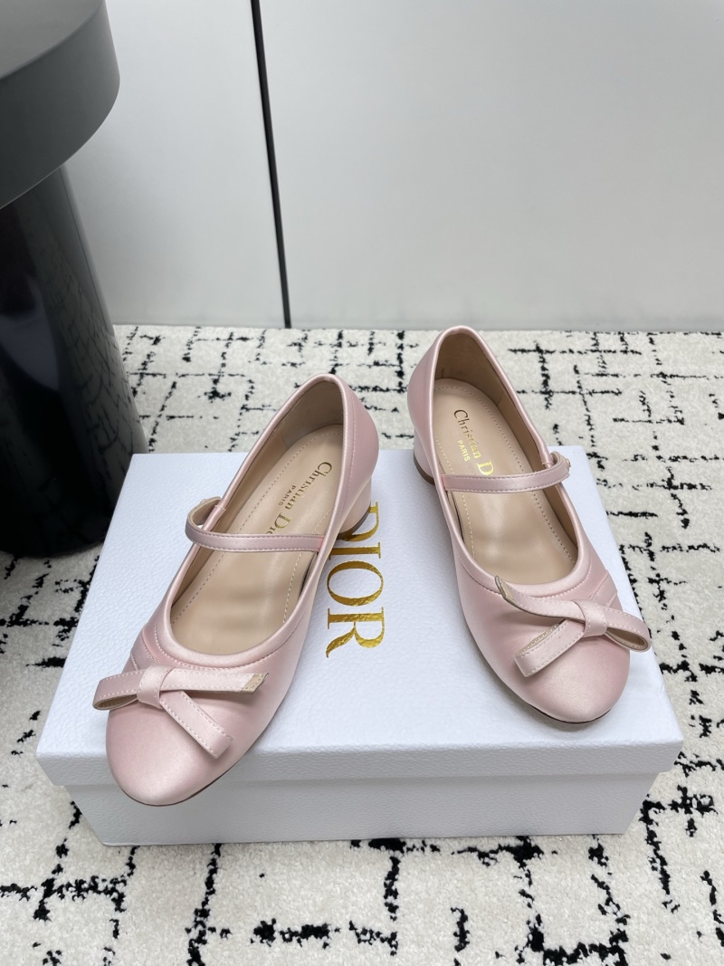Женские розовые туфли-мариицы с бантом Dior