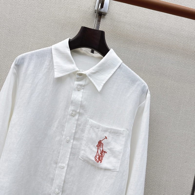 Белая льняная рубашка с вышивкой Ralph Lauren