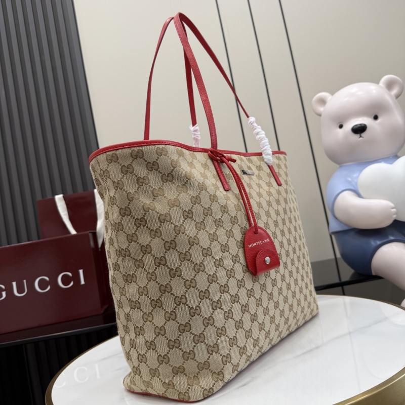 Сумка-тоут с принтом и красными ручками Gucci