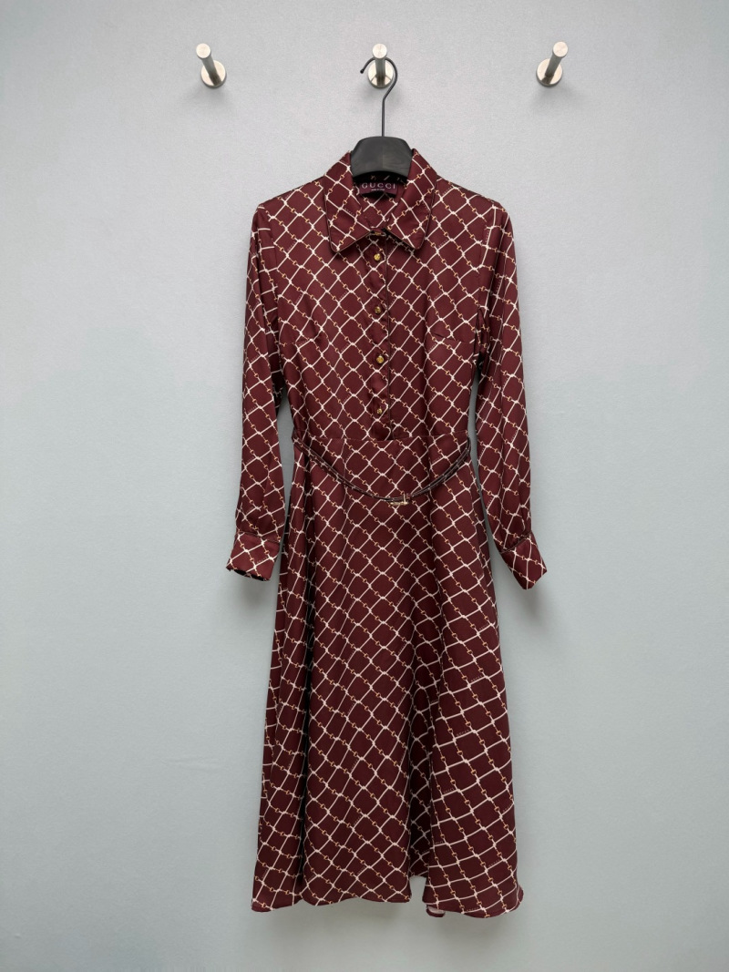 Бордовый платье Gucci с принтом