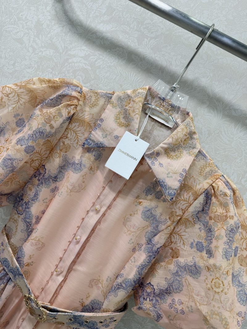 Повседневное платье с принтом и поясом Zimmermann